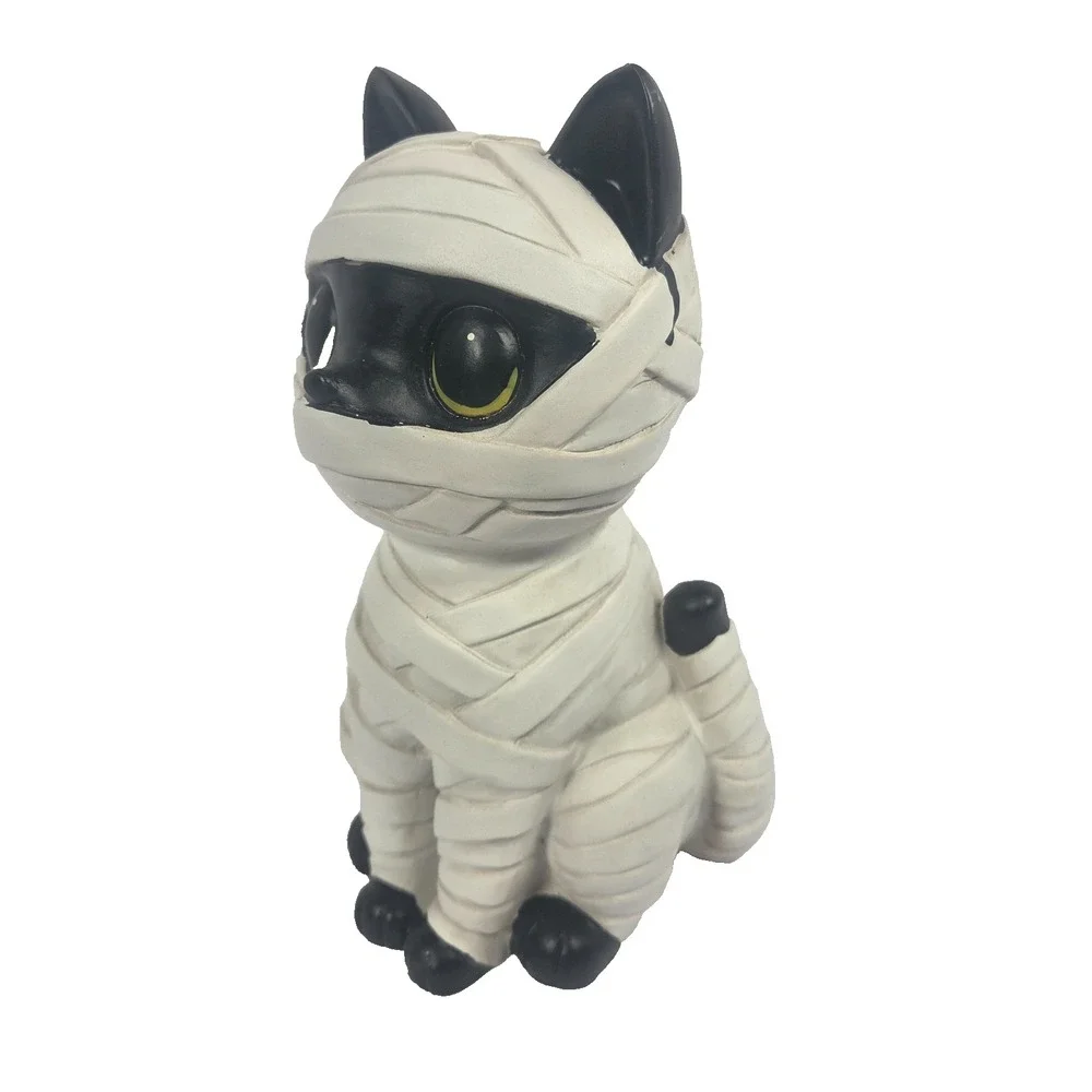Unbranded Mummy Cat Figurine Halloween Decor Medium Black New Resin Gothic Kitty